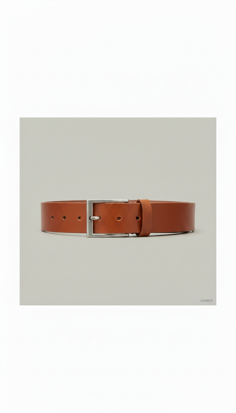 Alternate angle view of Cognac Italian Leather Belt