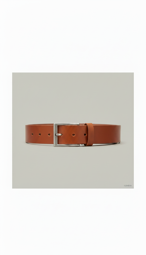 Alternate angle view of Cognac Italian Leather Belt