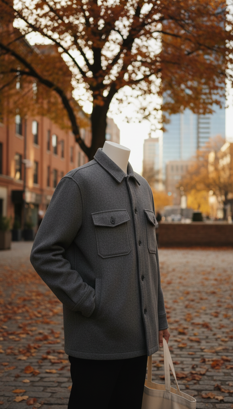 Minimalist Wool Blend Overshirt in use