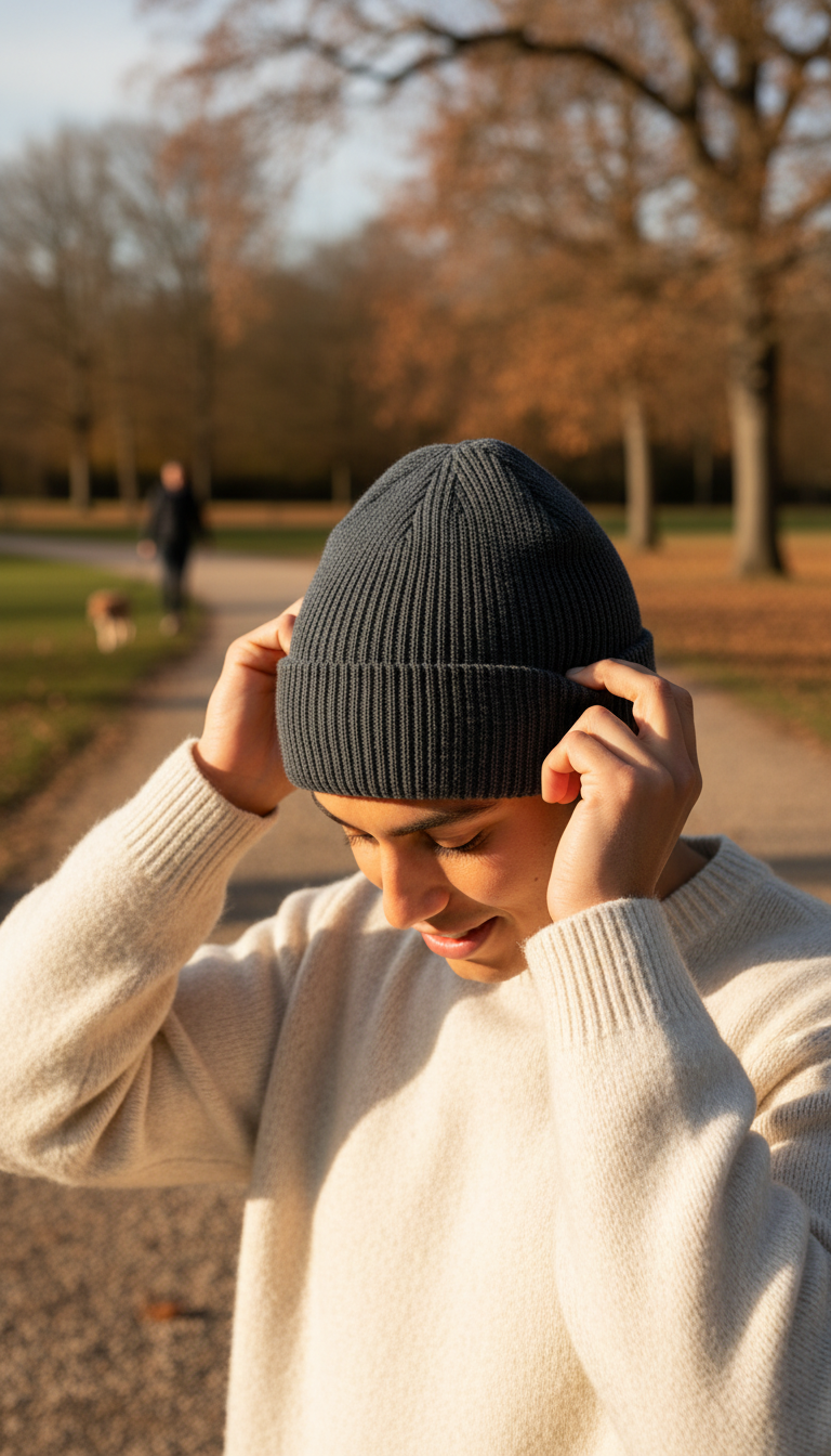 Cotton Blend Beanie in use