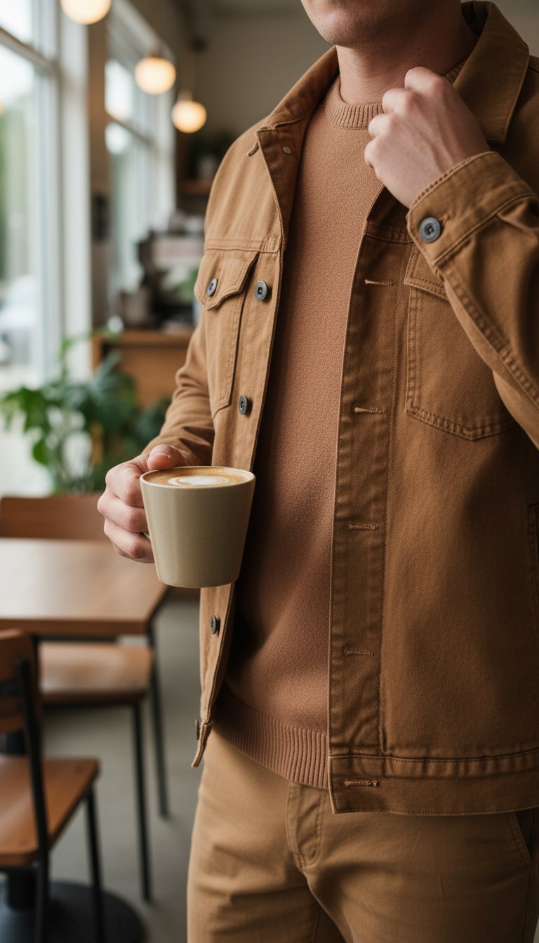 Cotton Knit Crewneck Sweater in use