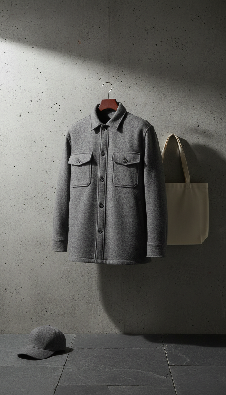 Minimalist Wool Blend Overshirt in a new setting