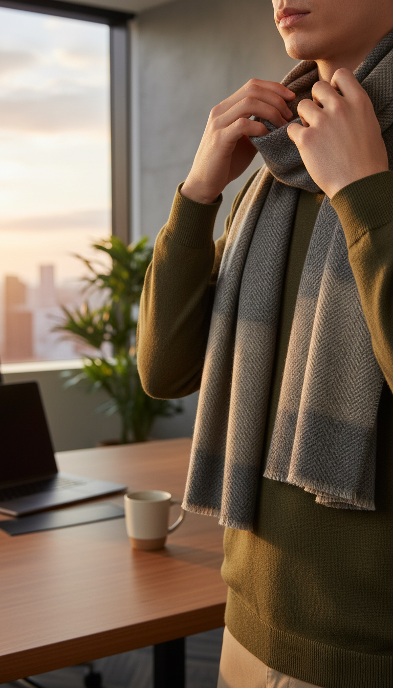 Elegant Wool Scarf in use