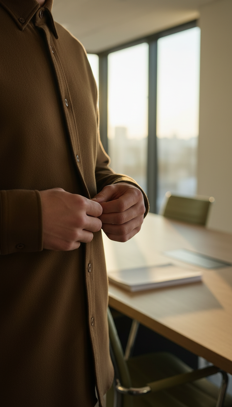 Espresso Tone Button-Up Shirt in use