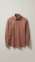 Rosewood tailored cotton shirt, 3/4 angle as default for depth and dimensionality; single product centered on neutral...